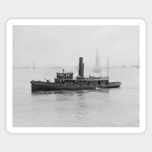 Fireboat in Boston Harbor, 1906. Vintage Photo Magnet